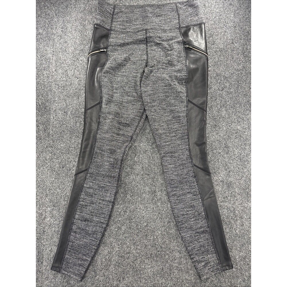 Athleta Herringbone Luxe Metro Drifter Leggings M Faux Leather Black Gray BNWOT